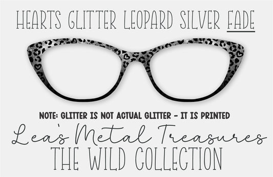 Hearts Glitter Leopard Silver Fade Eyewear Frame Toppers