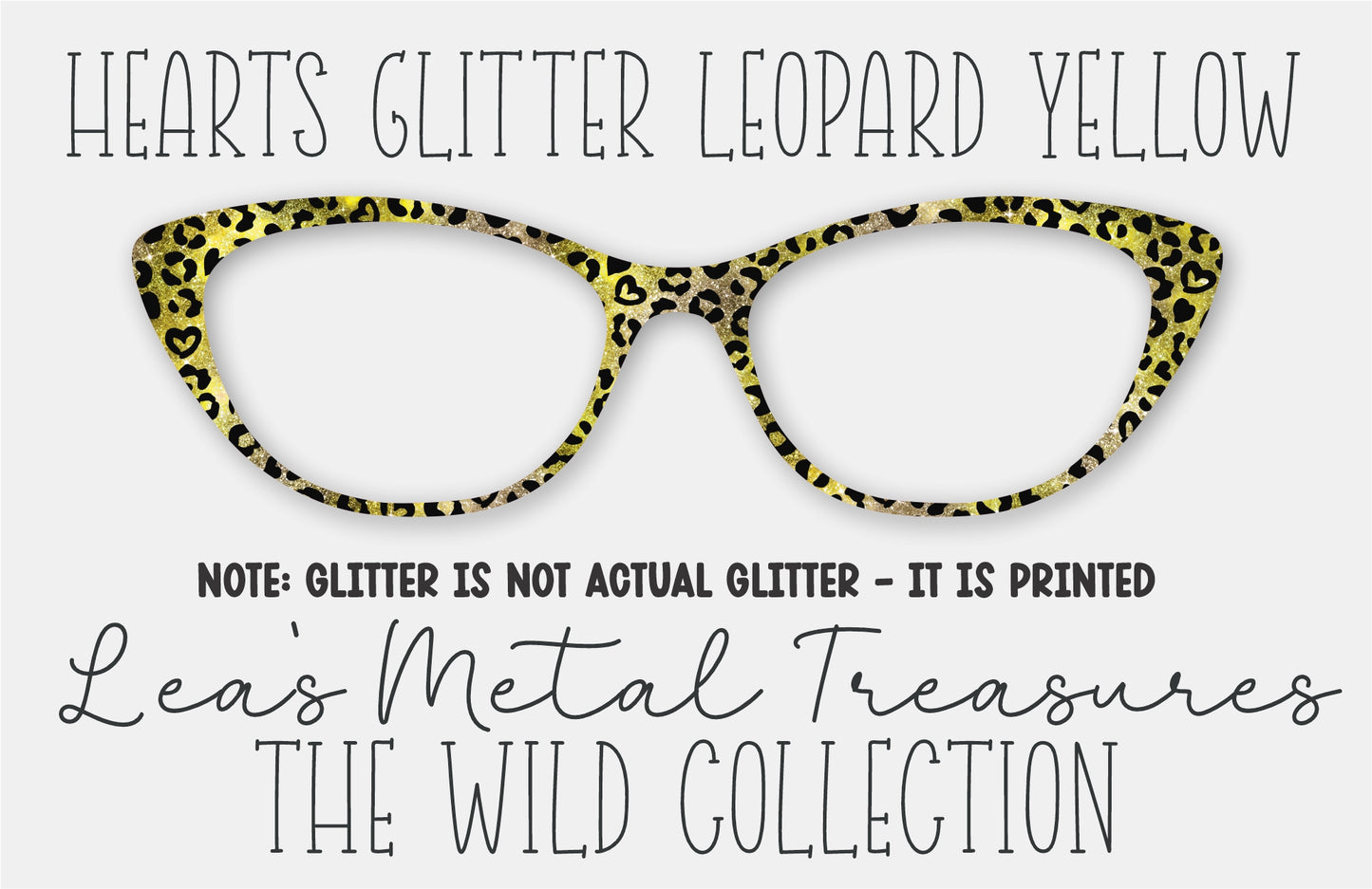 Hearts Glitter Leopard Yellow Eyewear Frame Toppers