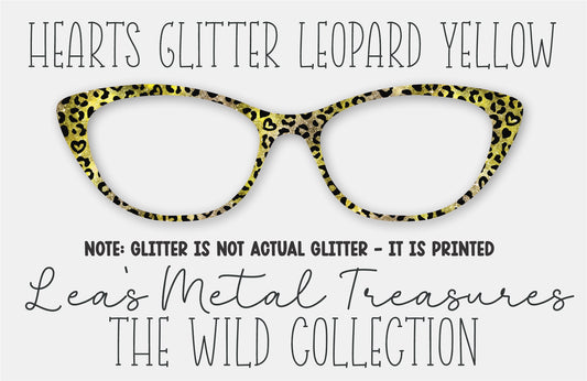 Hearts Glitter Leopard Yellow Eyewear Frame Toppers