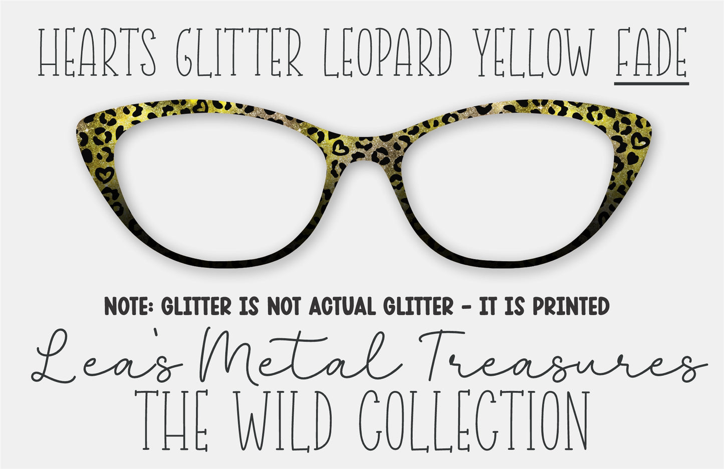 Hearts Glitter Leopard Yellow Fade Eyewear Frame Toppers