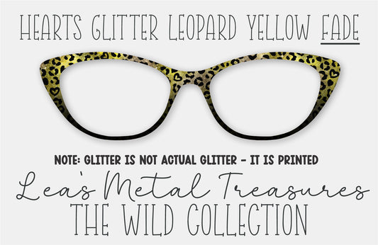 Hearts Glitter Leopard Yellow Fade Eyewear Frame Toppers
