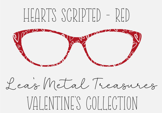 HEARTS SCRIPTED RED Eyewear Frame Toppers COMES WITH MAGNETS