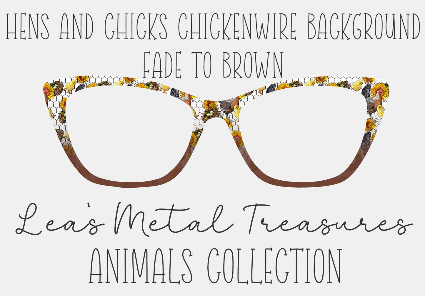 HENS AND CHICKS CHICKENWIRE BACKGROUND BROWN FADE Eyewear Frame Toppers COMES WITH MAGNETS