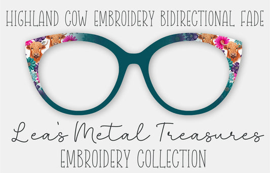 Highland Cow Embroidery Bidirectional Fade • Magnetic Eyeglasses Toppers