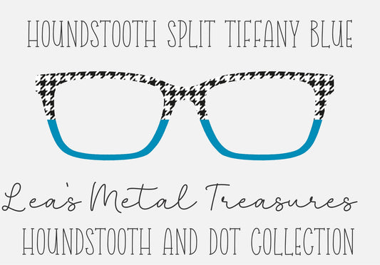 HOUNDSTOOTH SPLIT TIFFANY BLUE Eyewear Frame Toppers COMES WITH MAGNETS