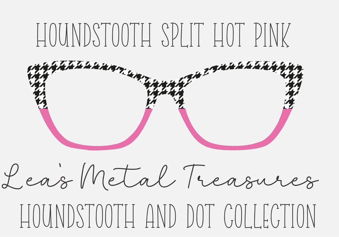 HOUNDSTOOTH SPLIT HOT PINK Eyewear Frame Toppers COMES WITH MAGNETS
