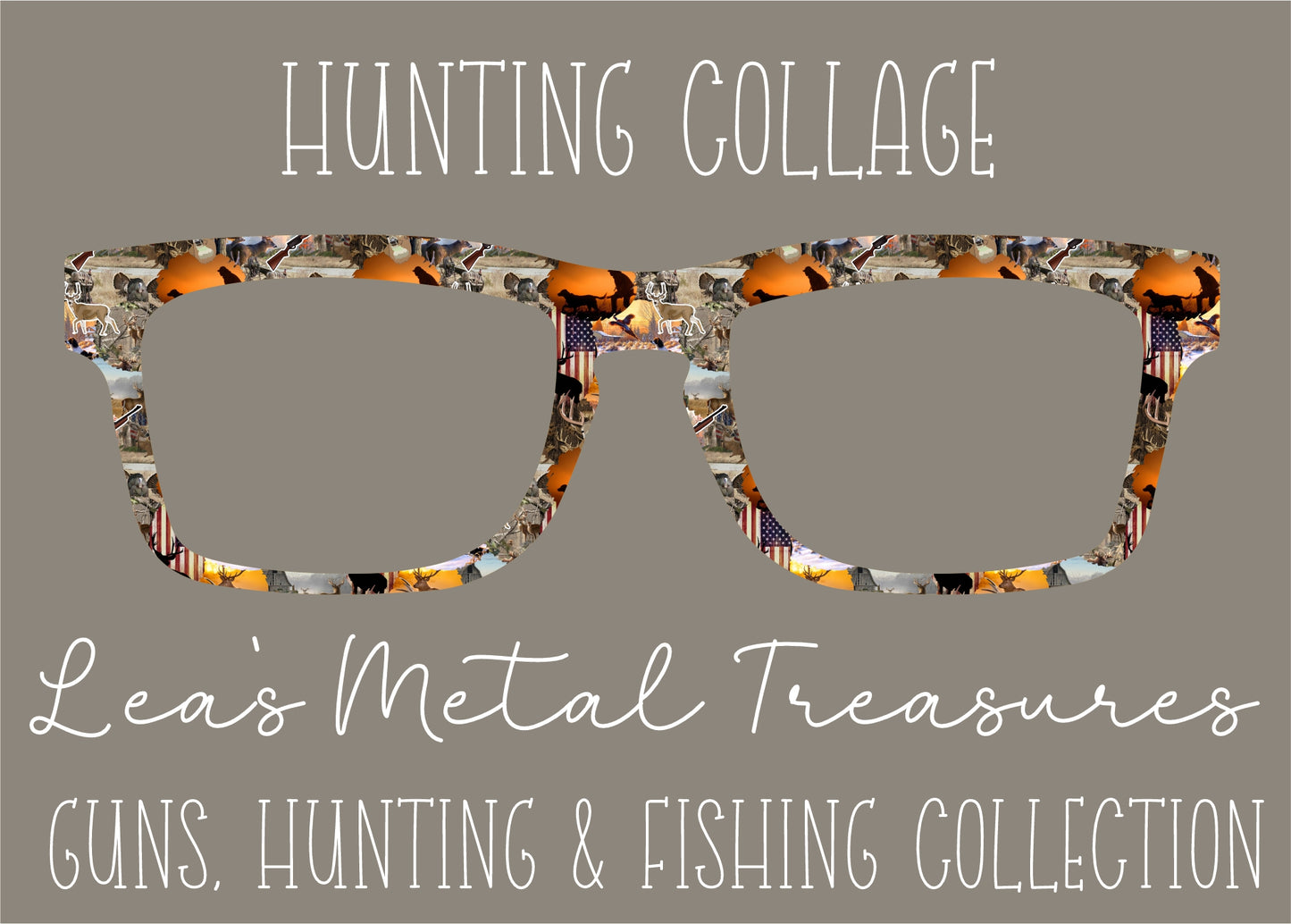 Hunting Collage Printed Magnetic Eyeglasses Topper