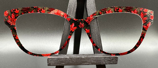 READY TO SHIP Queen DARK MAPLE LEAVES ON MIRROR SILVER Eyewear Frame Toppers Comes with Magnets 10/1/2024