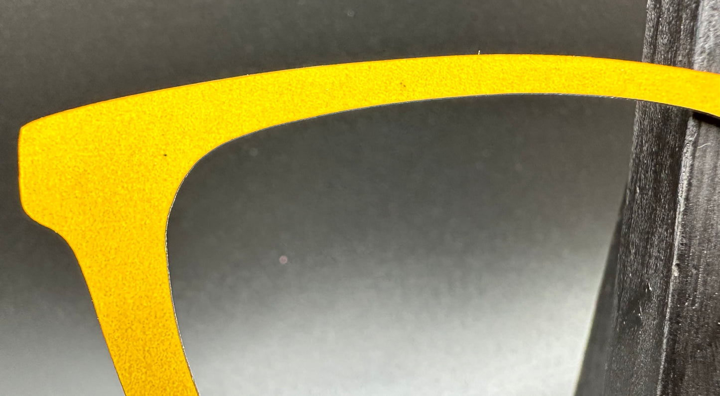 READY TO SHIP CLEARANCE Crissy Thick SOLID MUSTARD ON GLOSS WHITE Eyewear Frame Toppers Comes with Magnets 10/1/2024