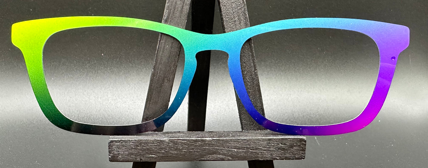 READY TO SHIP CLEARANCE Crissy Thick DARK RAINBOW GRADIENT ON GLOSS WHITE Eyewear Frame Toppers Comes with Magnets 10/1/2024