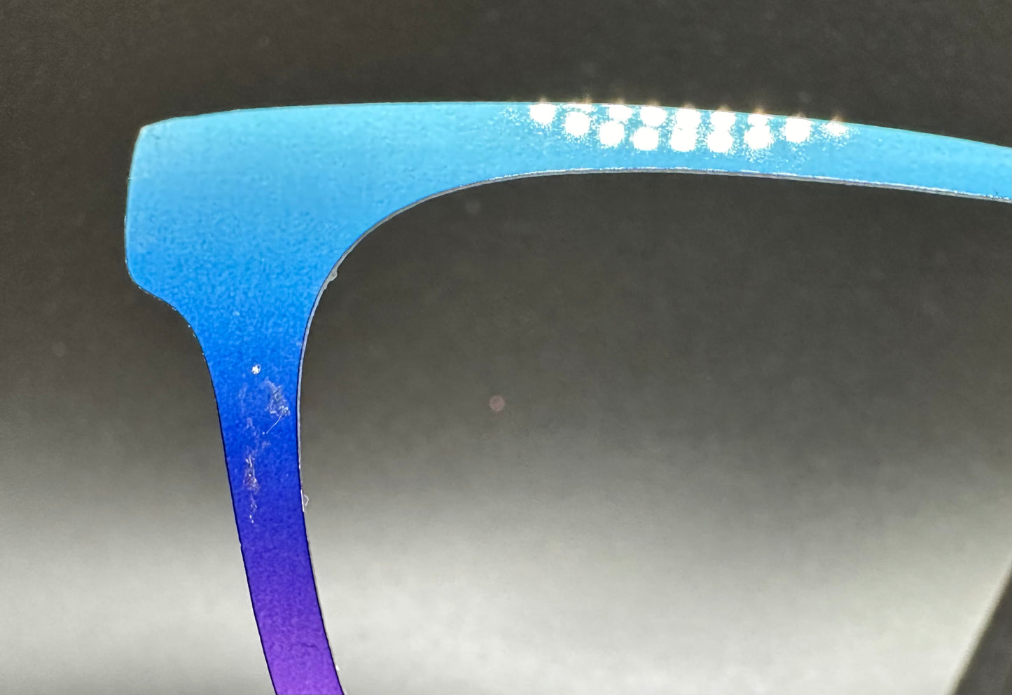 READY TO SHIP CLEARANCE Crissy #1 TEAL TO PURPLE GRADIENT ON GLOSS WHITE Eyewear Frame Toppers Comes with Magnets 10/1/2024