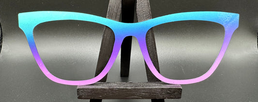 READY TO SHIP CLEARANCE Haley TEAL TO PURPLE GRADIENT ON GLOSS WHITE Eyewear Frame Toppers Comes with Magnets