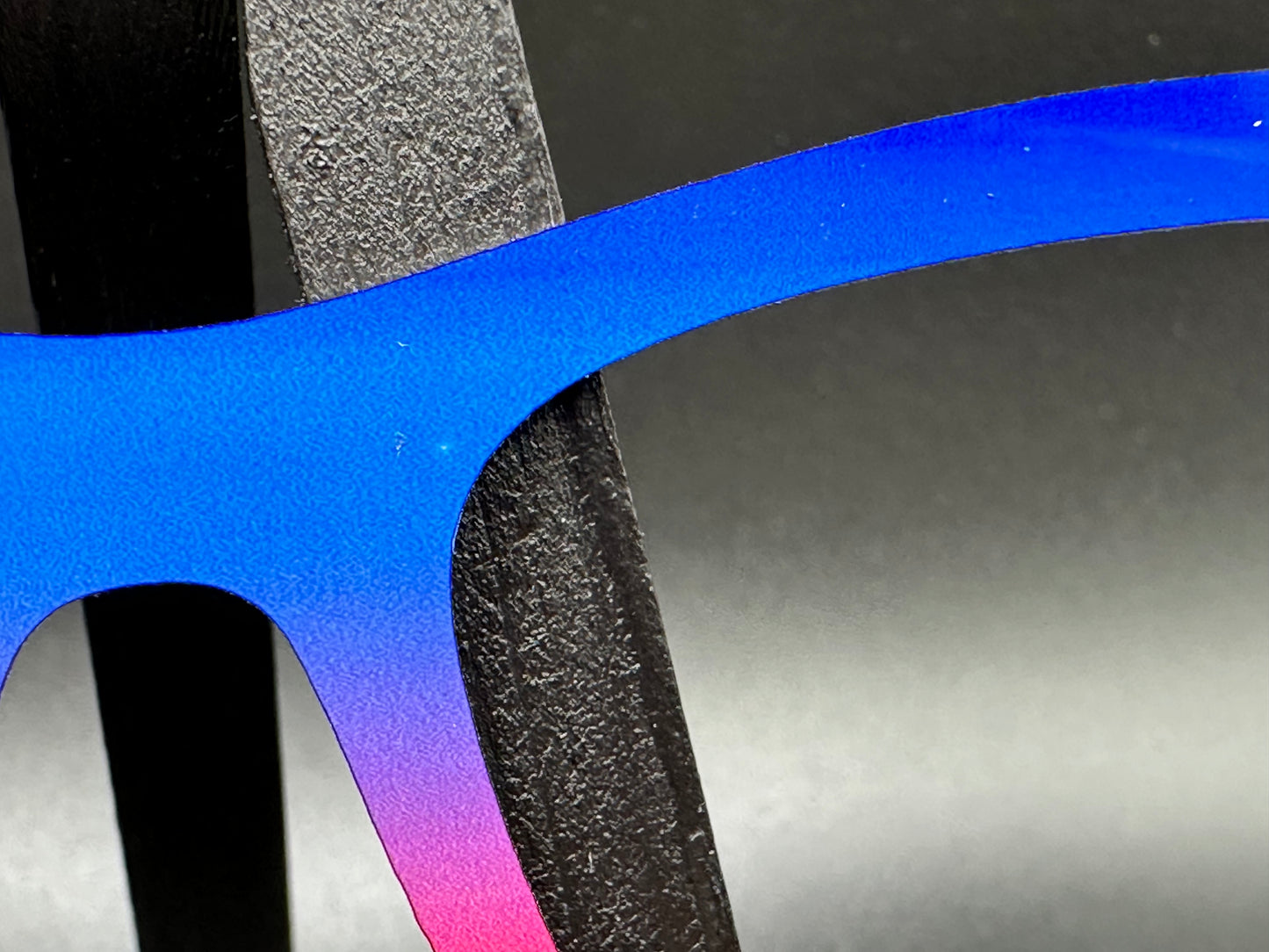 READY TO SHIP CLEARANCE Haley BLUE TO RED GRADIENT ON GLOSS WHITE Eyewear Frame Toppers Comes with Magnets