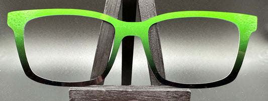 READY TO SHIP CLEARANCE Korbin Thick MYSTERY GREEN GRADIENT ON GLOSS WHITE Eyewear Frame Toppers Comes with Magnets 10/6/2024