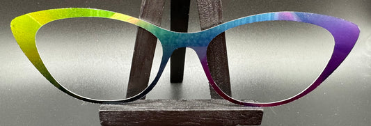 READY TO SHIP CLEARANCE Emma DARK RAINBOW GRADIENT ON MIRROR SILVER Eyewear Frame Toppers Comes with Magnets 10/7/2024