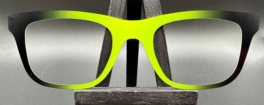 READY TO SHIP CLEARANCE Jamie GREEN & BLACK VERT GRADIENT ON MATTE WHITE Eyewear Frame Toppers Comes with Magnets