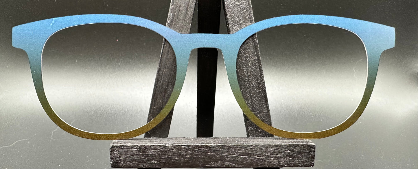 READY TO SHIP CLEARANCE Robin NAVY TO COFFEE GRADIENT ON MATTE WHITE Eyewear Frame Toppers Comes with Magnets