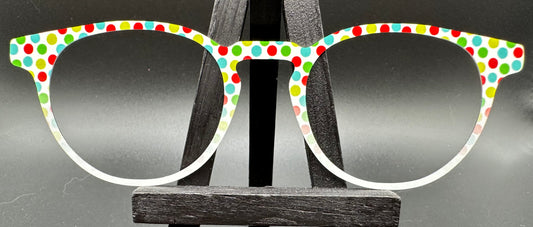 READY TO SHIP Sonora CHRISTMAS DOTS FADE TO WHITE ON GLOSS WHITE Eyewear Frame Toppers Comes with Magnets