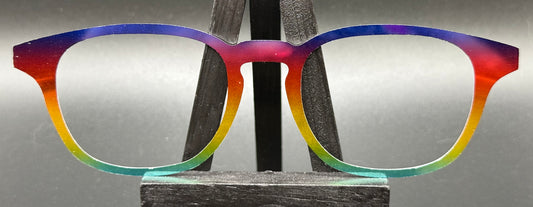 READY TO SHIP CLEARANCE Oscar KRISTA'S RAINBOW GRADIENT ON MIRROR SILVER Eyewear Frame Toppers Comes with Magnets