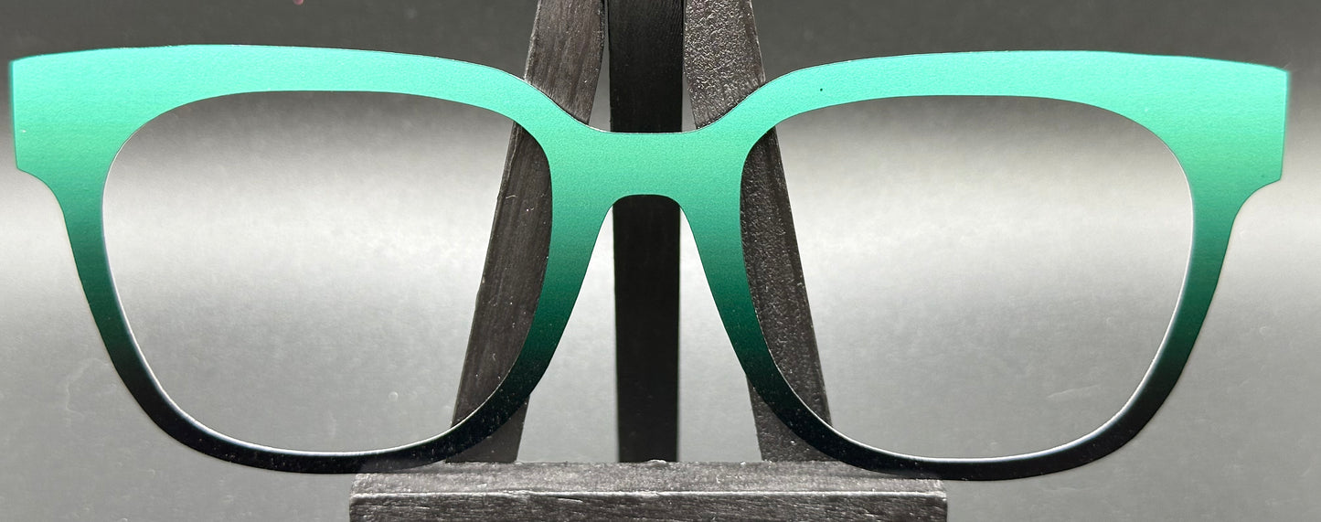 READY TO SHIP CLEARANCE Max TURQUOISE TO BLACK GRADIENT ON MATTE WHITE Eyewear Frame Toppers Comes with Magnets