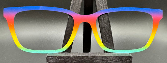 READY TO SHIP CLEARANCE Lori KRISTA'S RAINBOW GRADIENT ON PEARL WHITE Eyewear Frame Toppers Comes with Magnets