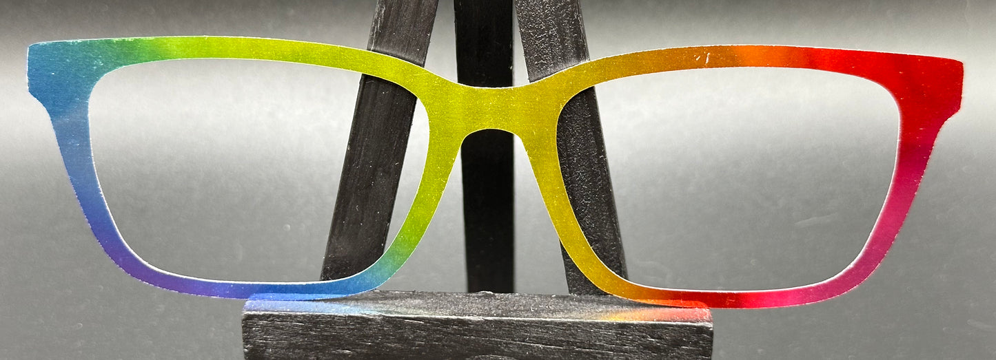 READY TO SHIP CLEARANCE Lori RAINBOW GRADIENT 2 ON MIRROR SILVER Eyewear Frame Toppers Comes with Magnets