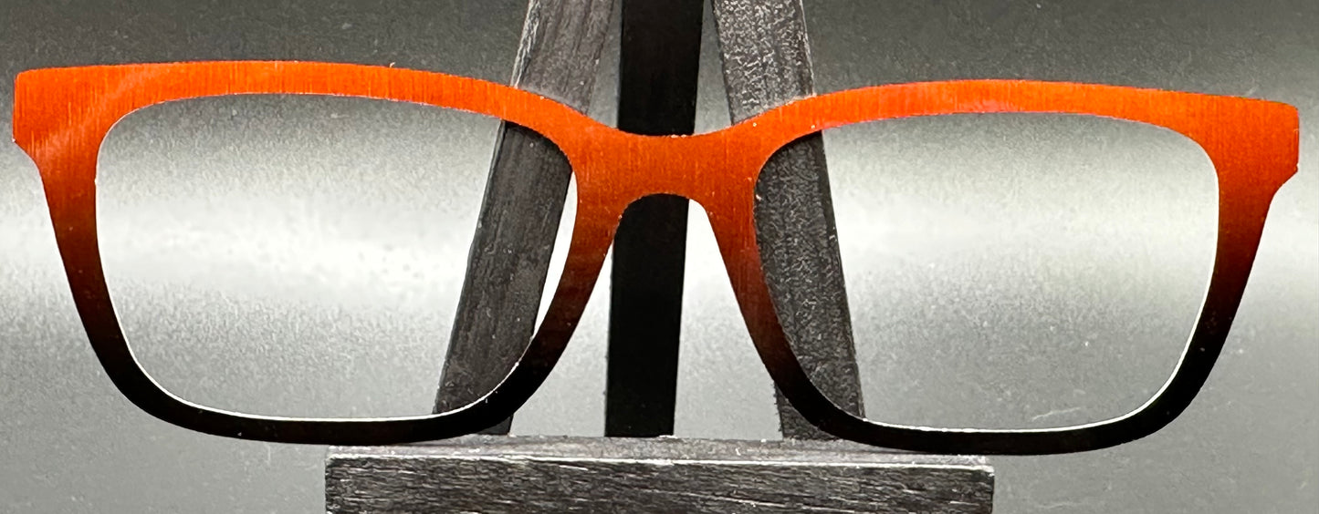 READY TO SHIP CLEARANCE Lori ORANGE TO BLACK GRADIENT ON BRUSHED BRONZE Eyewear Frame Toppers Comes with Magnets