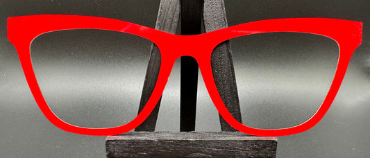 READY TO SHIP CLEARANCE Haley MYSTERY RED SOLID ON GLOSS WHITE Eyewear Frame Toppers Comes with Magnets