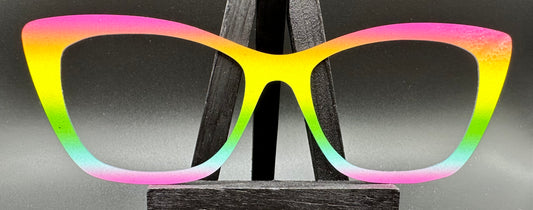 READY TO SHIP CLEARANCE Wendy Thick NEON GRADIENT ON GLOSS WHITE Eyewear Frame Toppers Comes with Magnets 10/7/2024