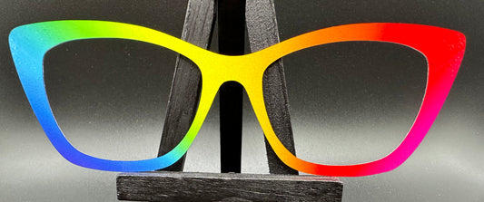 READY TO SHIP CLEARANCE Wendy Thick RAINBOW GRADIENT 2 ON GLOSS WHITE Eyewear Frame Toppers Comes with Magnets 10/7/2024