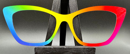 READY TO SHIP CLEARANCE Wendy Thick RAINBOW GRADIENT 2 ON GLOSS WHITE Eyewear Frame Toppers Comes with Magnets 10/7/2024