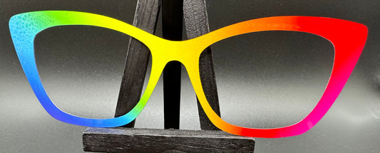 READY TO SHIP CLEARANCE Wendy Thick RAINBOW GRADIENT 2 ON GLOSS WHITE Eyewear Frame Toppers Comes with Magnets 10/7/2024