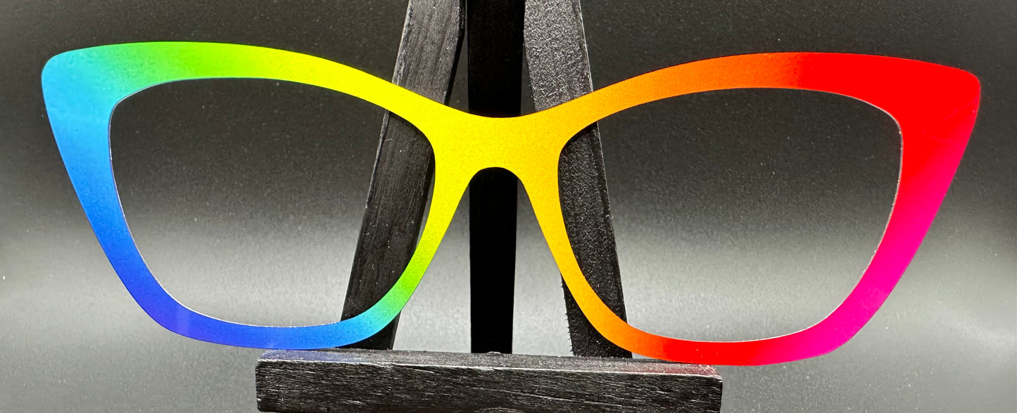 READY TO SHIP CLEARANCE Wendy Thick RAINBOW GRADIENT 2 ON GLOSS WHITE Eyewear Frame Toppers Comes with Magnets 10/7/2024