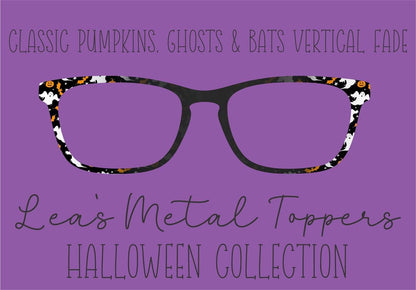 CLASSIC PUMPKINS, GHOSTS AND BATS VERTICAL FADE Eyewear Frame Toppers COMES WITH MAGNETS
