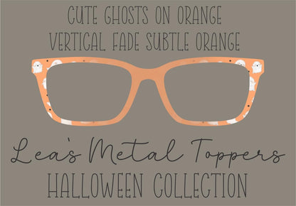CUTE GHOSTS ON ORANGE VERTICAL FADE SUBTLE ORANGE Eyewear Frame Toppers COMES WITH MAGNETS