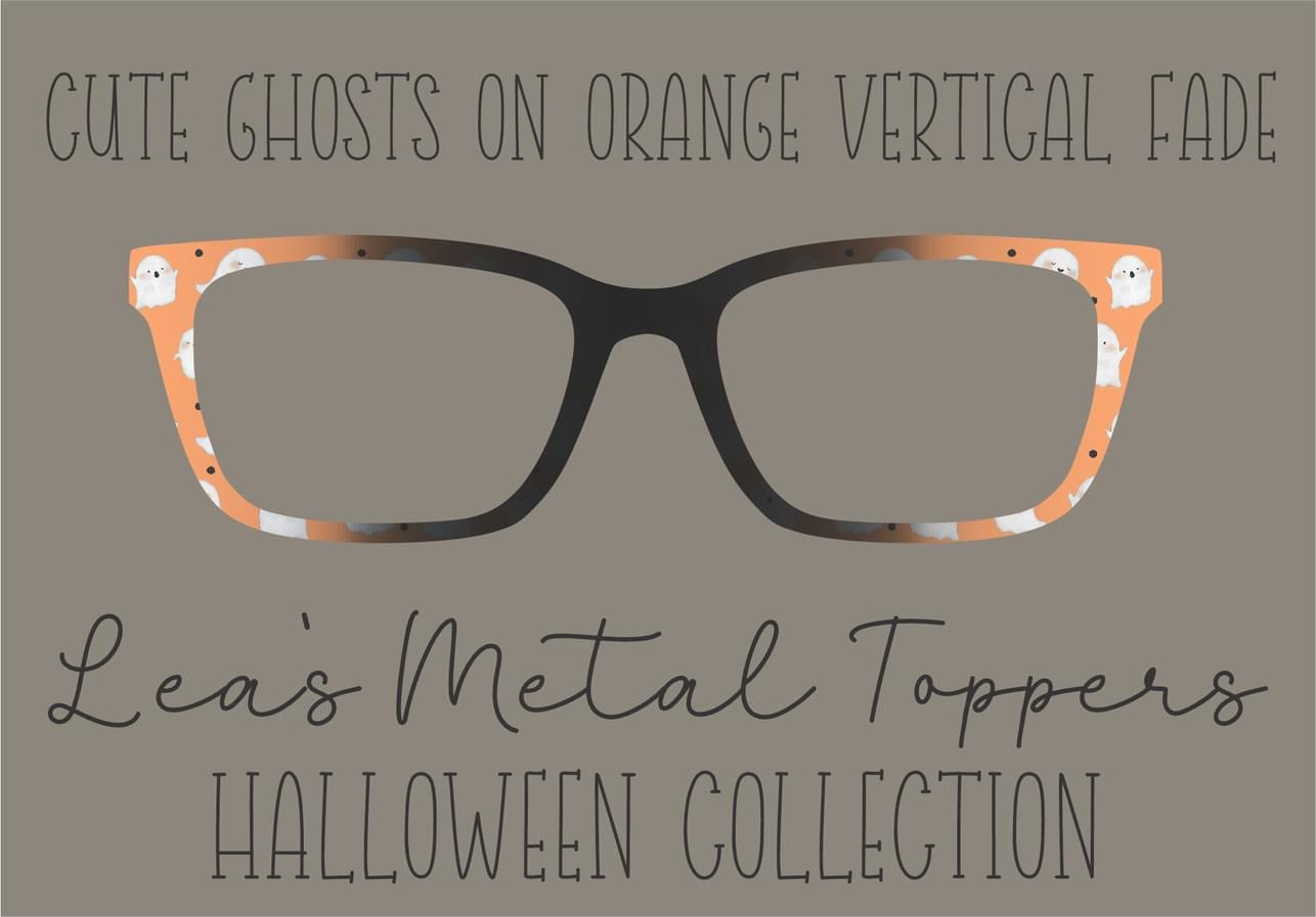 CUTE GHOSTS ON ORANGE VERTICAL FADE Eyewear Frame Toppers COMES WITH MAGNETS