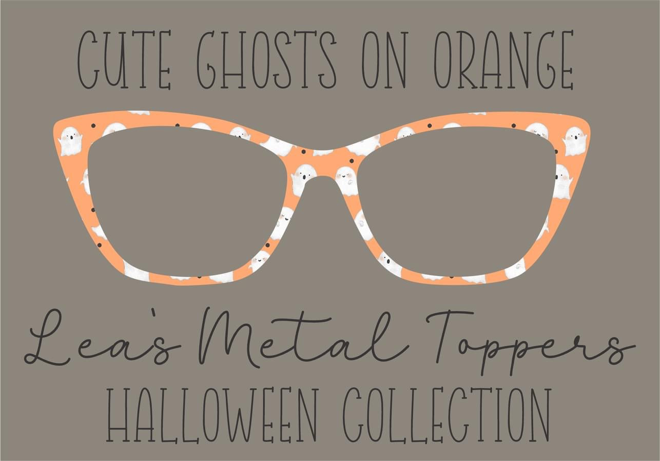 CUTE GHOSTS ON ORANGE Eyewear Frame Toppers COMES WITH MAGNETS