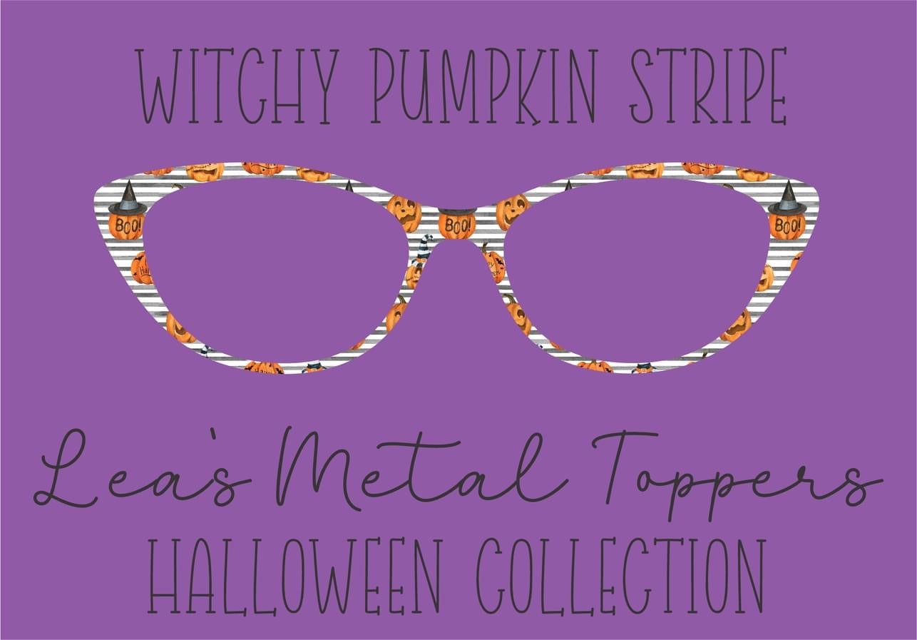 WITCHY PUMPKIN STRIPE Eyewear Frame Toppers COMES WITH MAGNETS