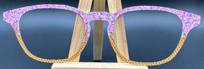 Ready To Ship OSCAR WAFFLE CONE WITH SPRINKLES on GLOSS WHITE Eyewear Frame Topper