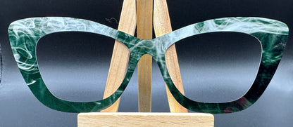 Ready To Ship KORBIN COMPATIBLE WITH WENDY MEGA THICK BLACK SMOKE on GLOSS WHITE Eyewear Frame Topper