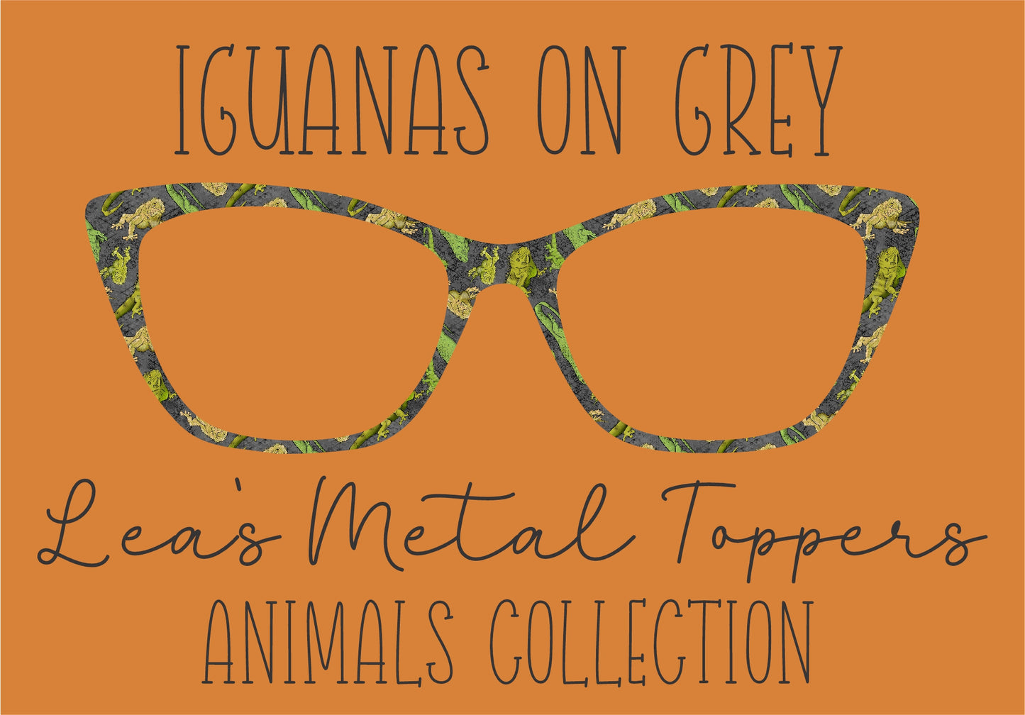 IGUANAS ON GREY Eyewear Frame Toppers COMES WITH MAGNETS