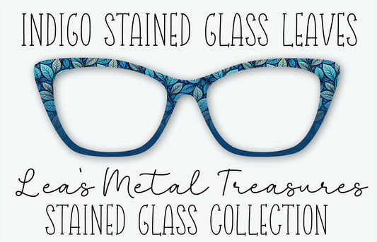 INDIGO STAINED GLASS LEAVES Eyewear Frame Toppers