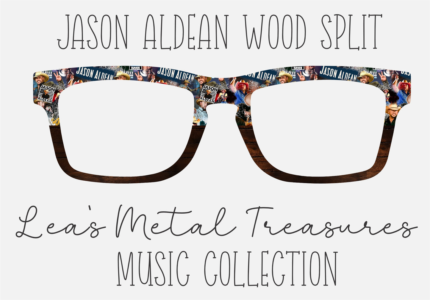 JASON ALDEAN WOOD SPLIT Eyewear Frame Toppers COMES WITH MAGNETS