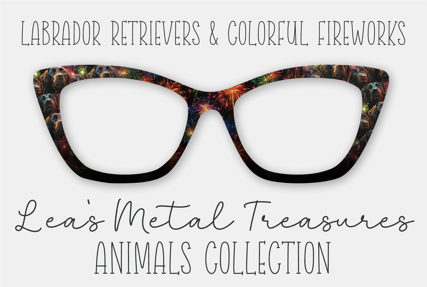 Labrador Retrievers and Colorful Fireworks Eyewear Frame Toppers