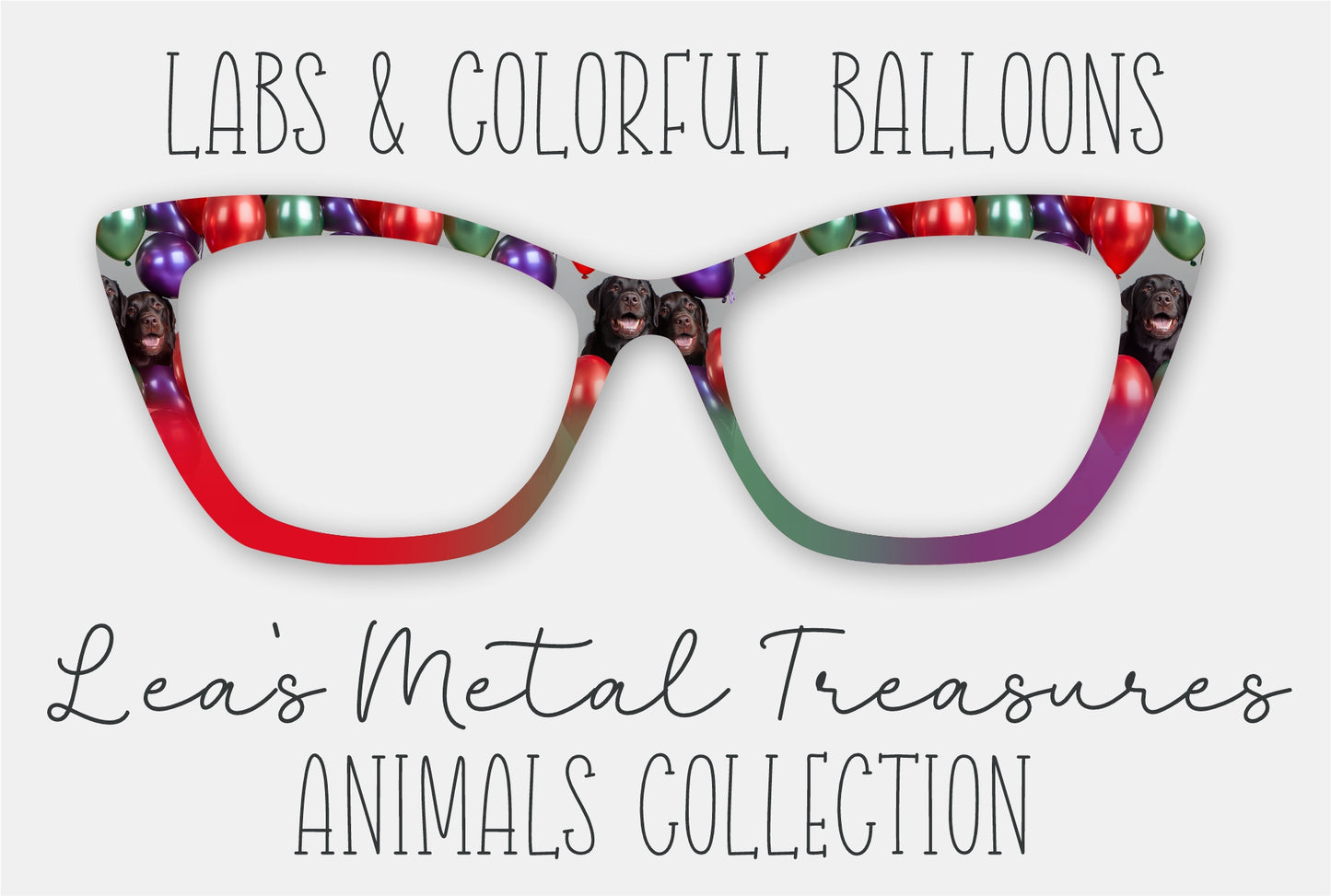 Labs and Colorful Balloons Eyewear Frame Toppers