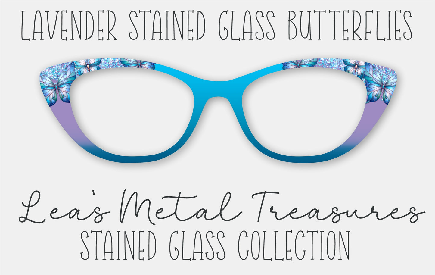 Lavender Stained Glass Butterflies Eyewear Frame Toppers