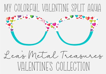 MY COLORFUL VALENTINE SPLIT 00C6CA Eyewear Frame Toppers COMES WITH MAGNETS