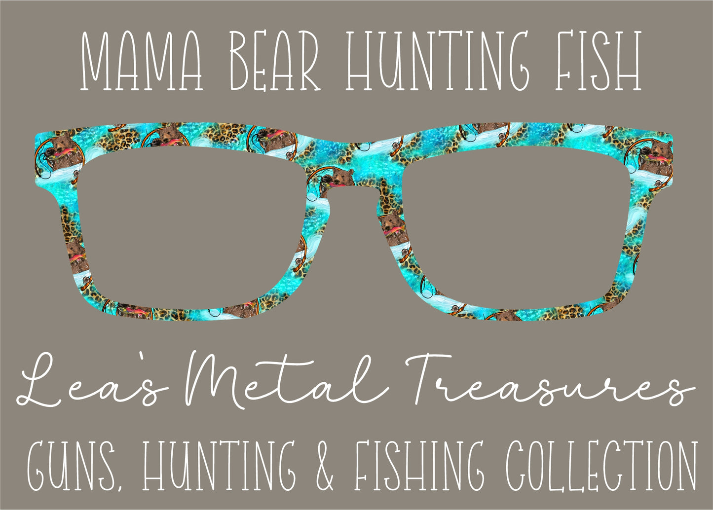 Mama Bear Hunting Fish Printed Magnetic Eyeglasses Topper