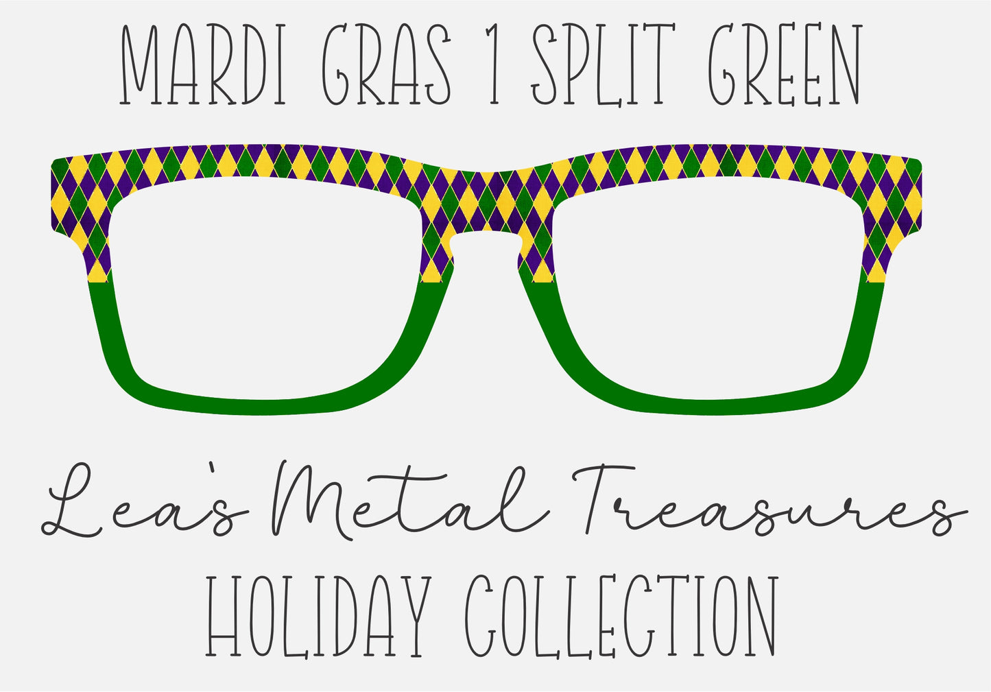 MARDI GRAS SPLIT 1 GREEN Eyewear Frame Toppers COMES WITH MAGNETS