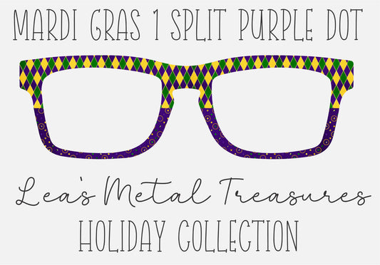 MARDI GRAS SPLIT 1 PURPLE DOT Eyewear Frame Toppers COMES WITH MAGNETS